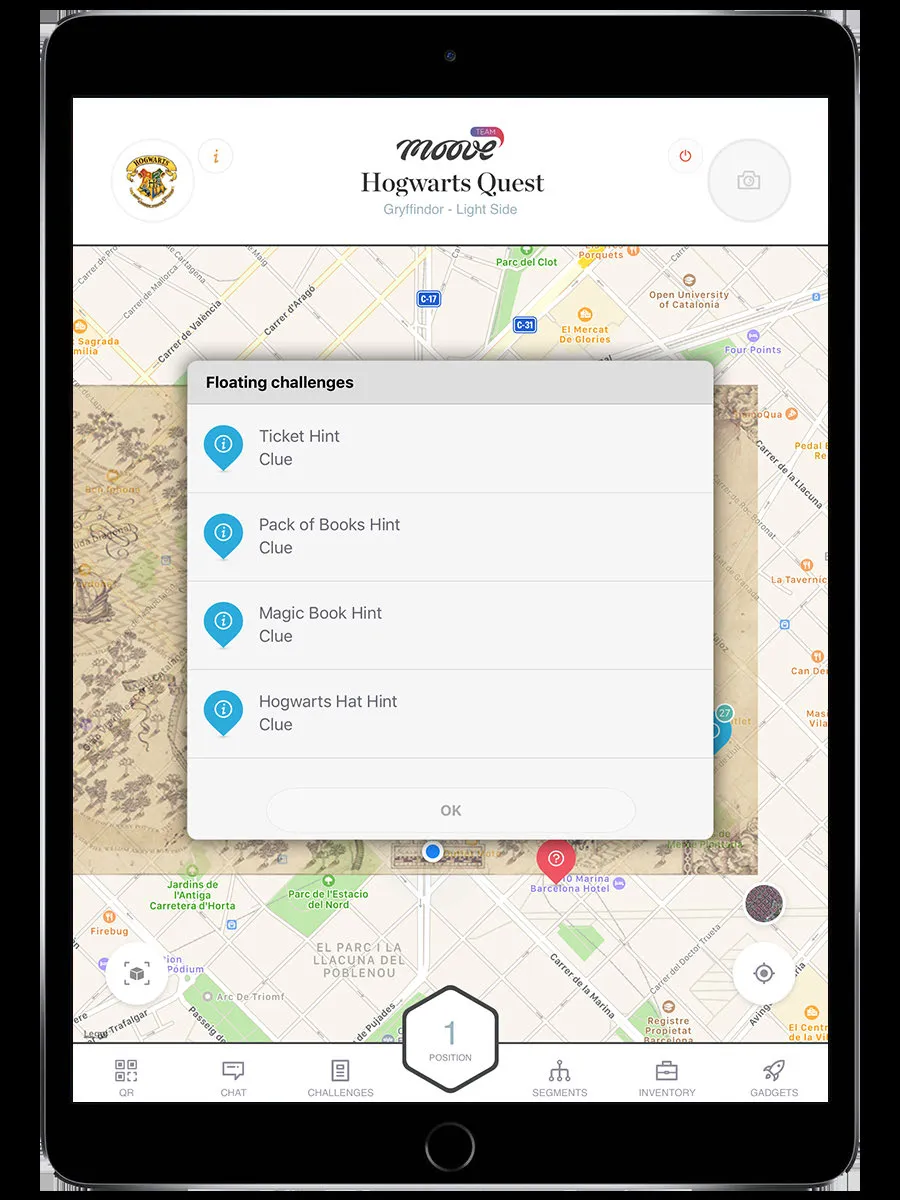 Floating challenges list showing available challenges to activate