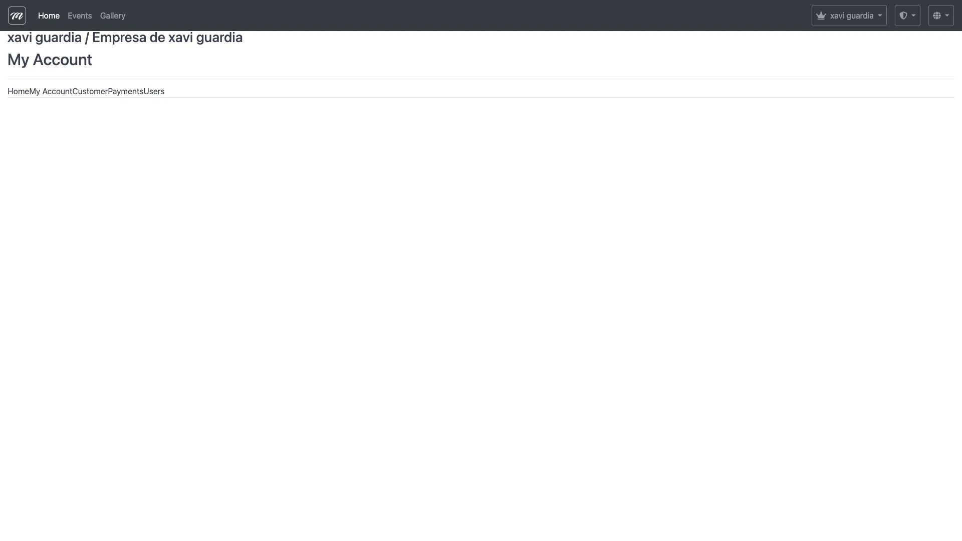 Página Mis datos mostrando la pestaña Home con las pestañas de navegación visibles