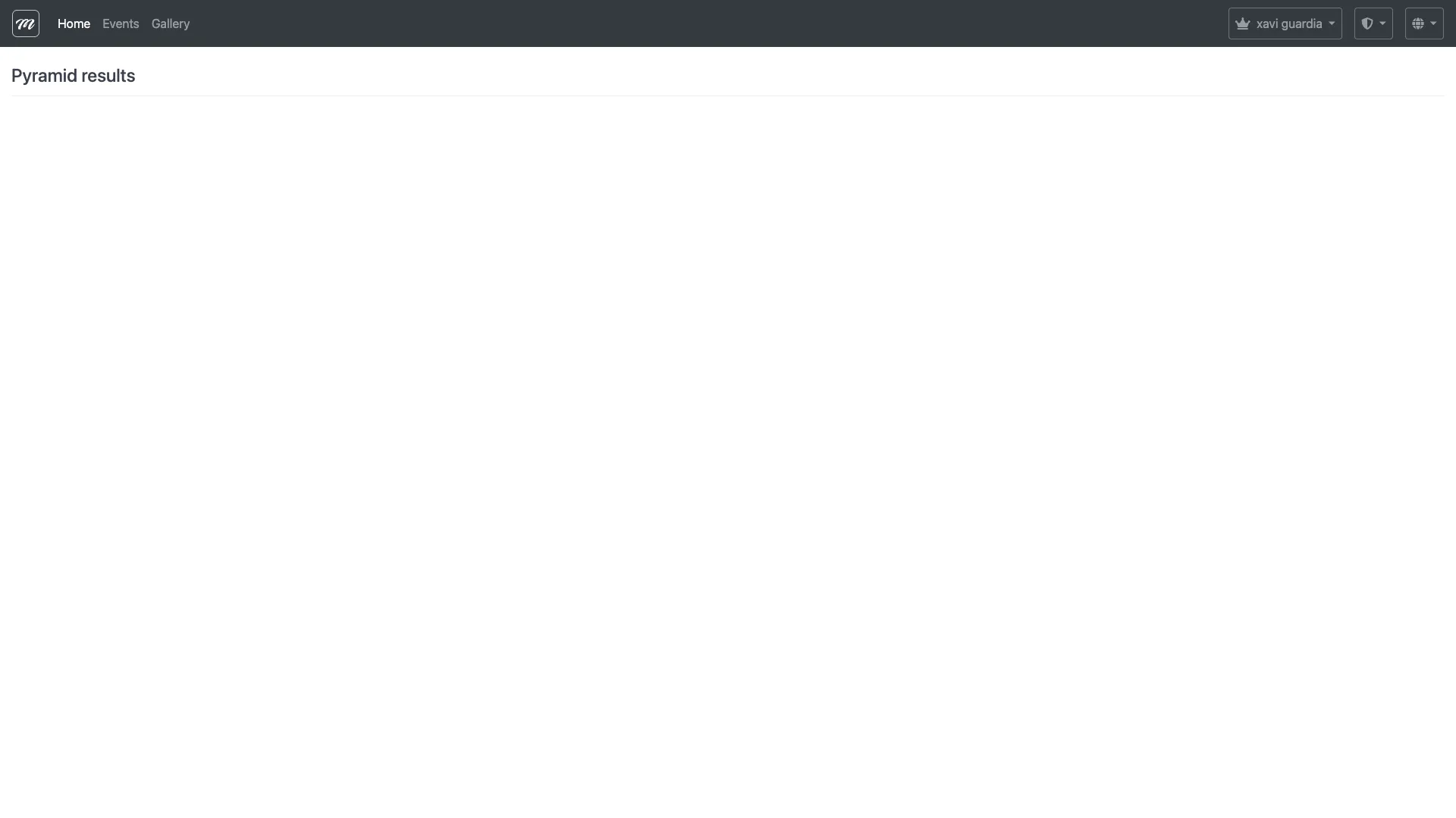 Página Indoor mostrando el encabezado "Pyramid results" sin resultados activos