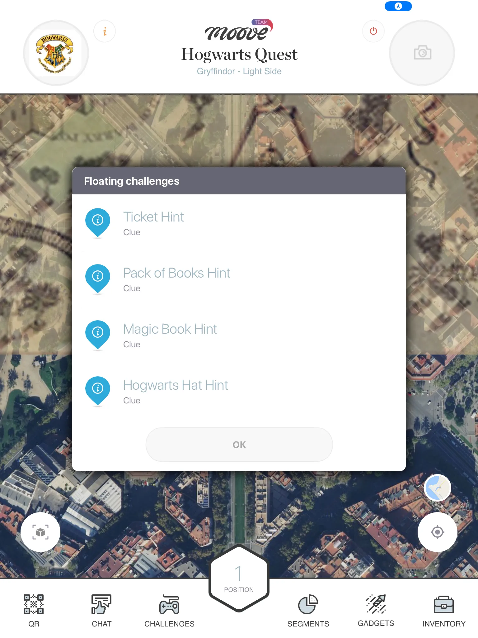 Challenge detail screen showing instructions and activation button