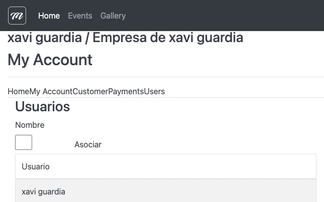 Users tab showing associated users list and the associate form