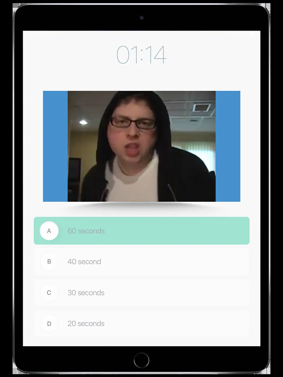 Guess the Song answer screen showing video playback with selected answer highlighted