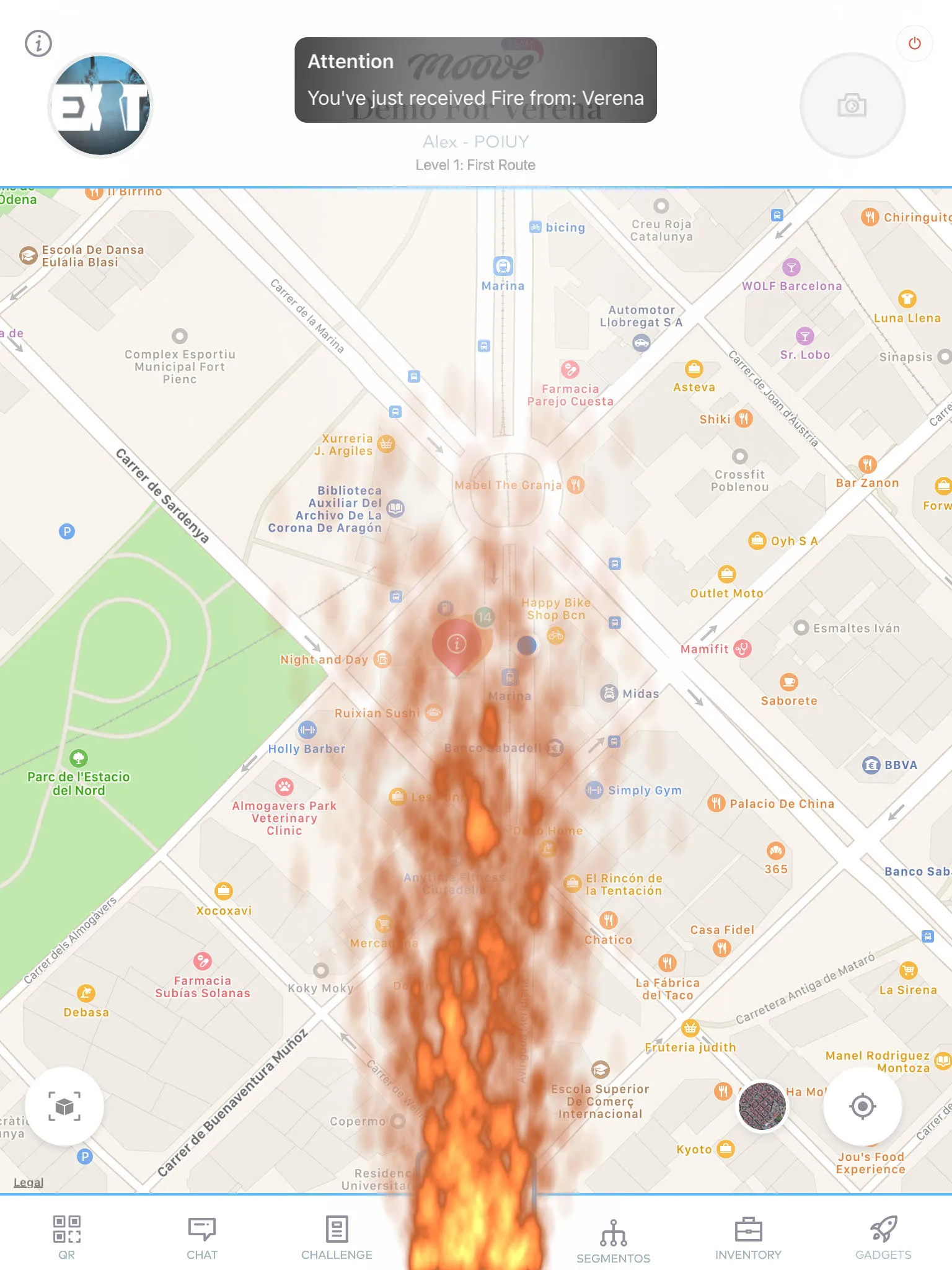Gadget effect showing visual disruption on the target team's screen