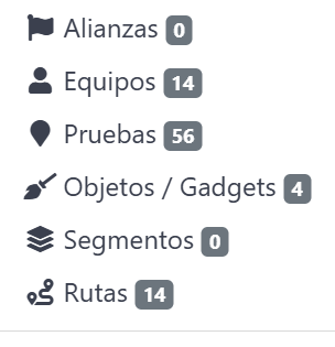 Desplegable de Elements mostrando conteos de entidades